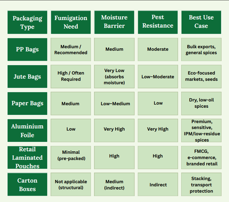 NOTE - Fumigation alone is not enough. The right packaging decides shelf life, safety & buyer acceptance